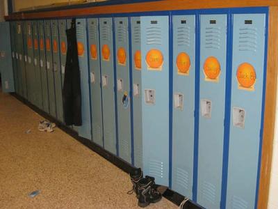 Everyone gets a new locker nametag - a basketball of course!